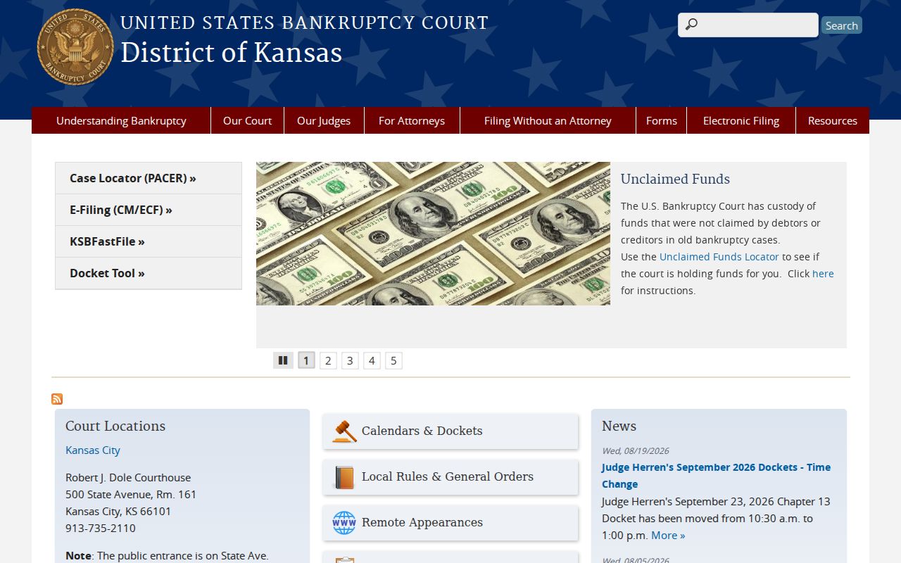 Official U.S. Bankruptcy Court for the District of Kansas homepage