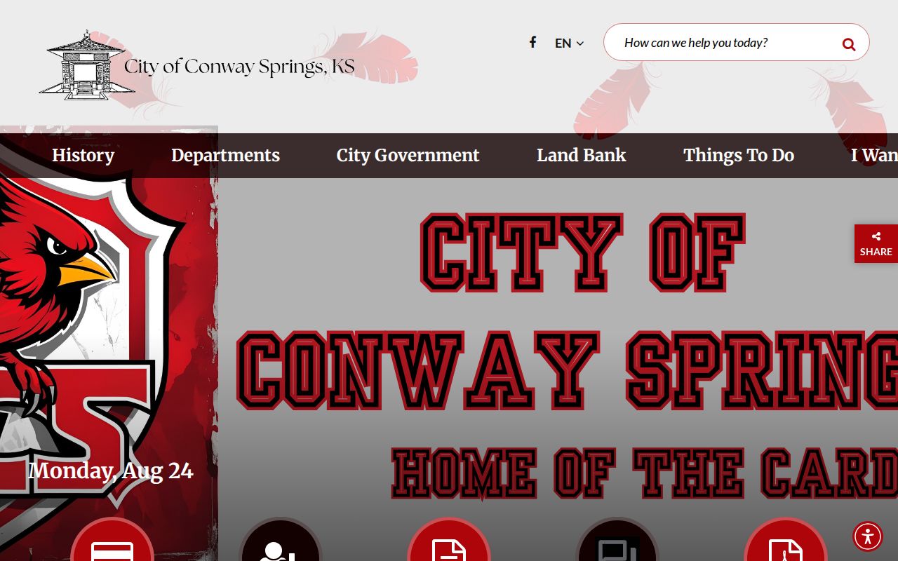 Official City of Conway Springs homepage and contact navigation