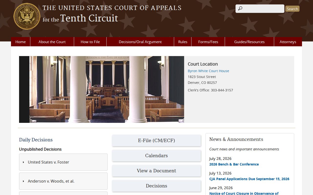 Official U.S. Court of Appeals for the Tenth Circuit homepage