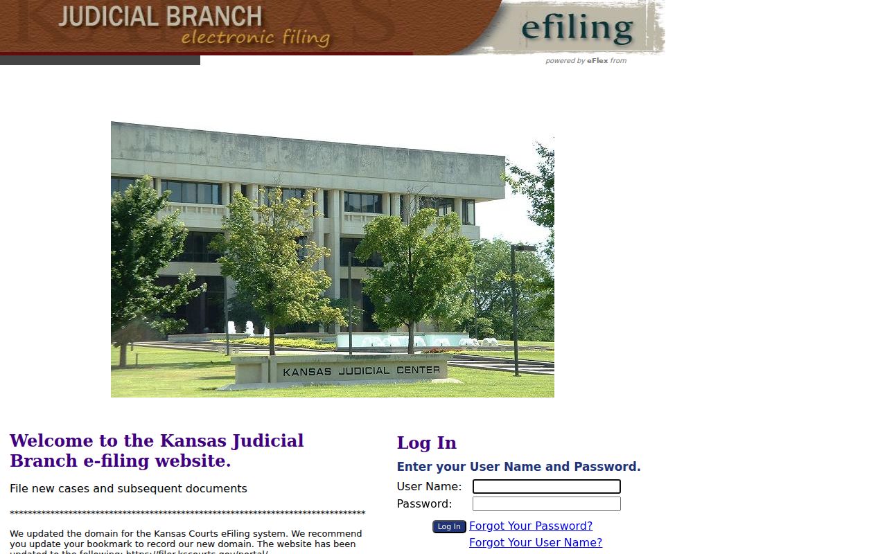 Kansas Judicial Branch eFlex filing portal
