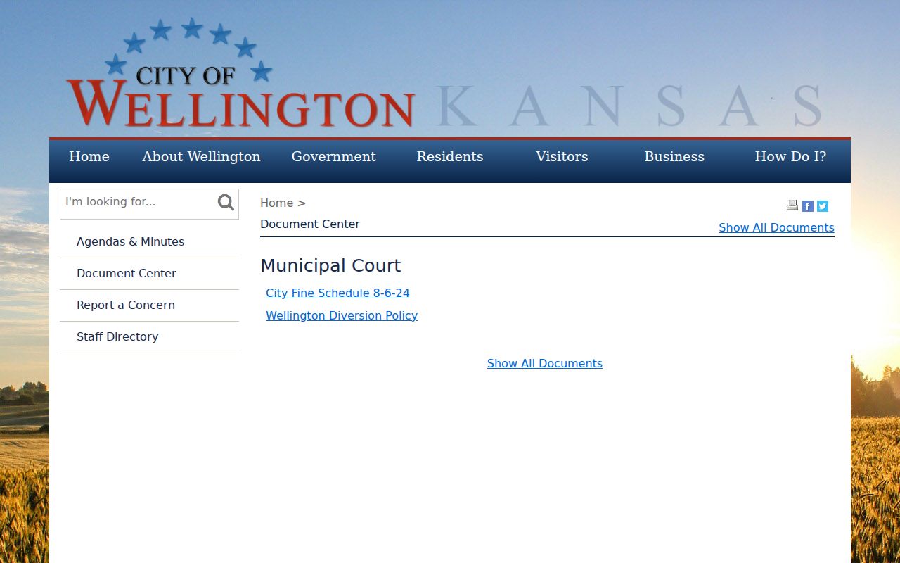 Official Wellington document center for traffic fine and diversion materials